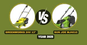 Side-by-side comparison of Greenworks 40V and Sun Joe MJ401C lawn mowers