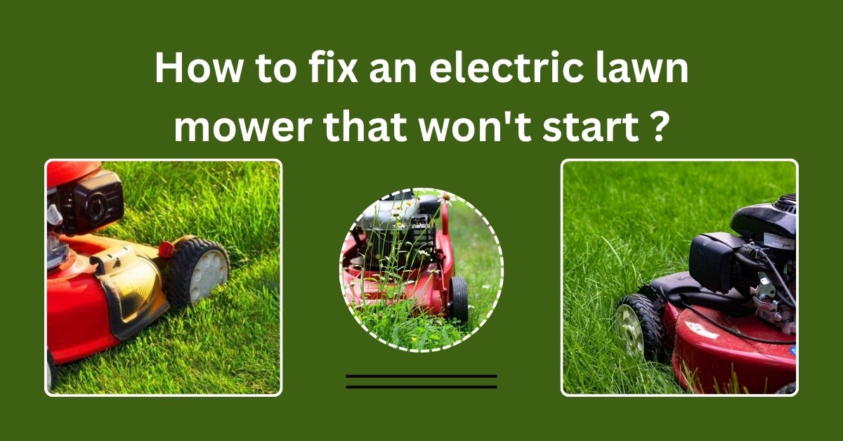 Person troubleshooting an electric lawn mower that won’t start in their backyard