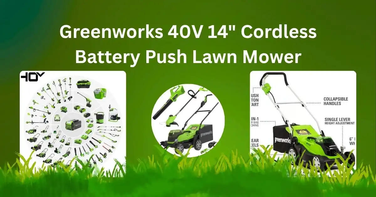 Greenworks 40V 14-inch cordless battery push lawn mower for easy and efficient lawn maintenance