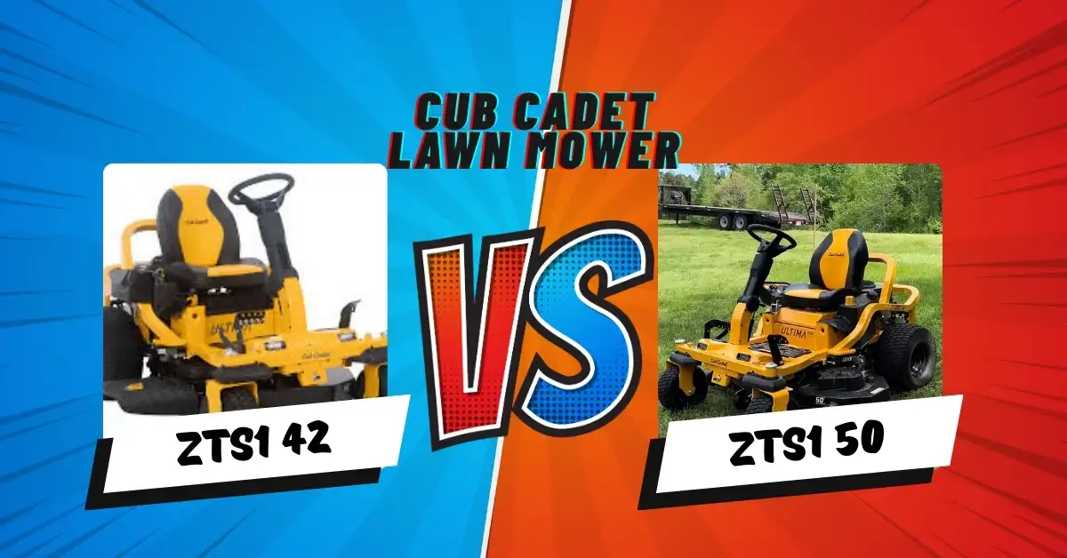 Comparison of Cub Cadet ZTS1 42 vs ZTS1 50 zero-turn lawn mowers with features, performance, and specifications