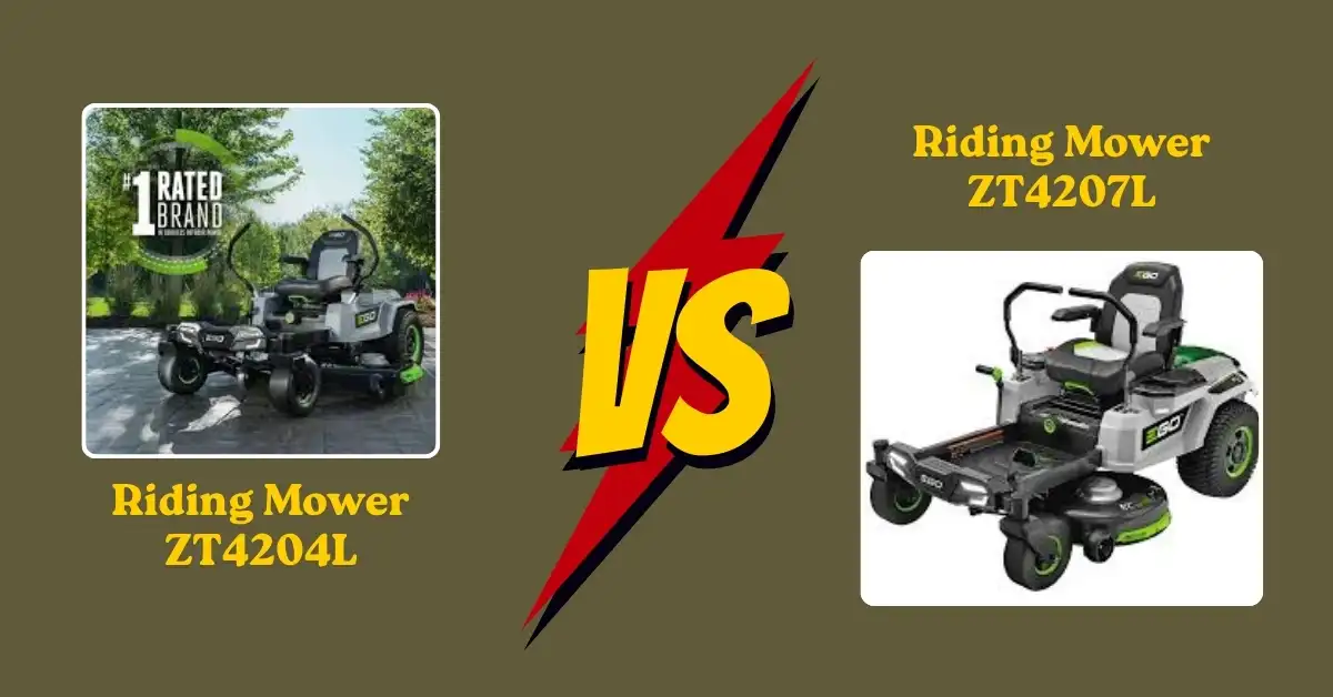 Side-by-side comparison of Riding Mower ZT4204L vs ZT5207L highlighting design, performance, and key features