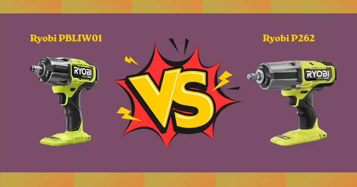 Side-by-side comparison highlighting key differences between Ryobi PBLIW01 and Ryobi P262 impact wrenches