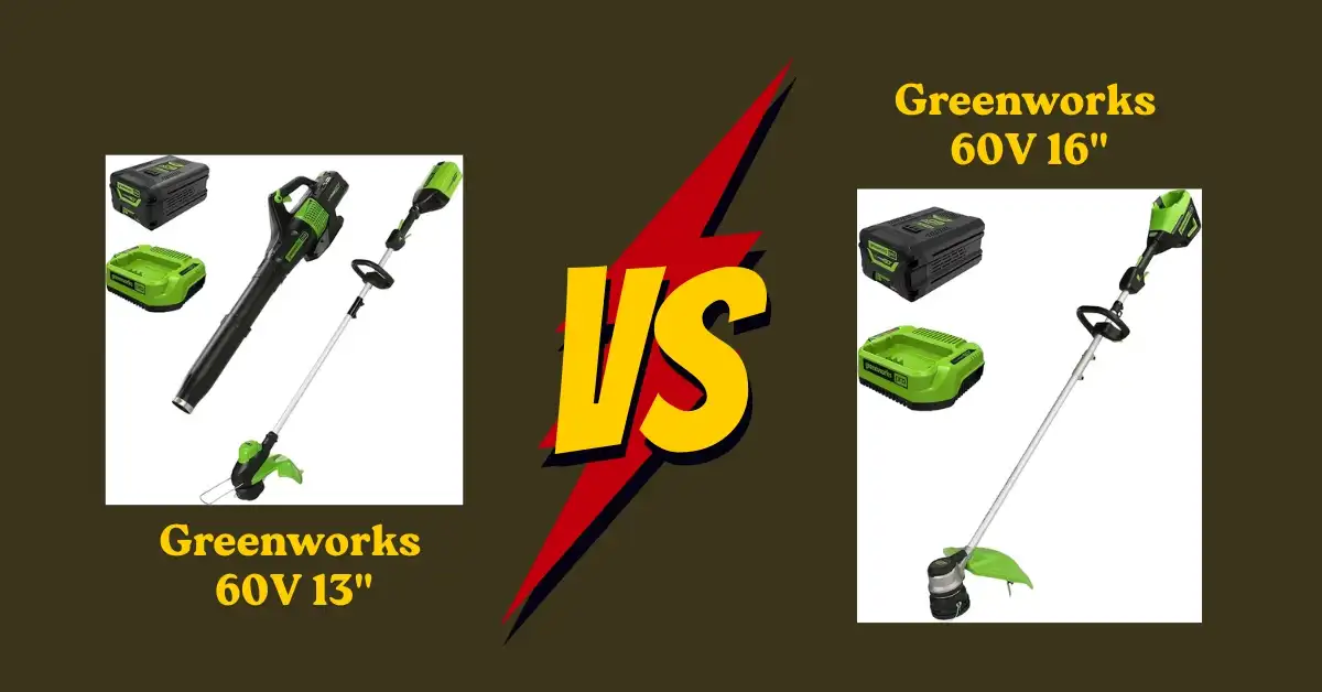 Comparison of Greenworks 60V 13-inch vs 16-inch string trimmer – lightweight design, cutting width, and power differences