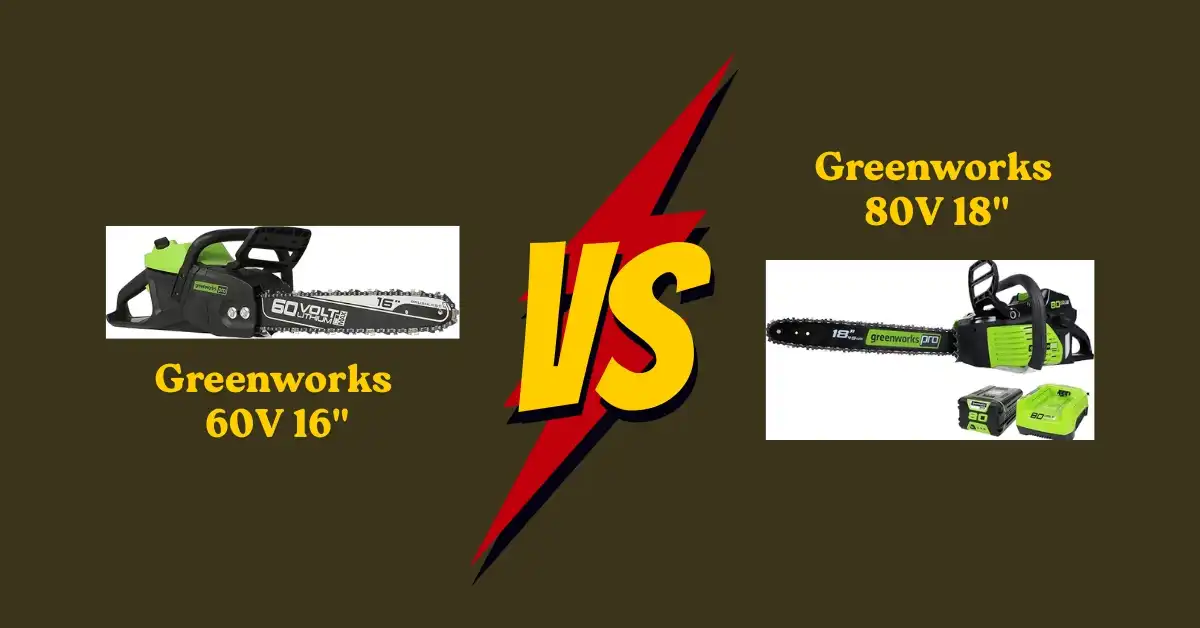 Side-by-side comparison of Greenworks 60V 16-inch and 80V 18-inch cordless lawn mowers highlighting power, cutting width, and performance differences