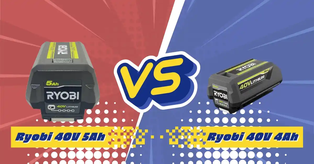 Ryobi 40V 5Ah vs 4Ah battery comparison showing practical differences in power, runtime, and performance for lawn tools
