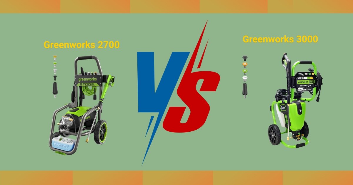 Greenworks 2700 vs 2300 PSI pressure washer comparison showing design, power output, and performance differences