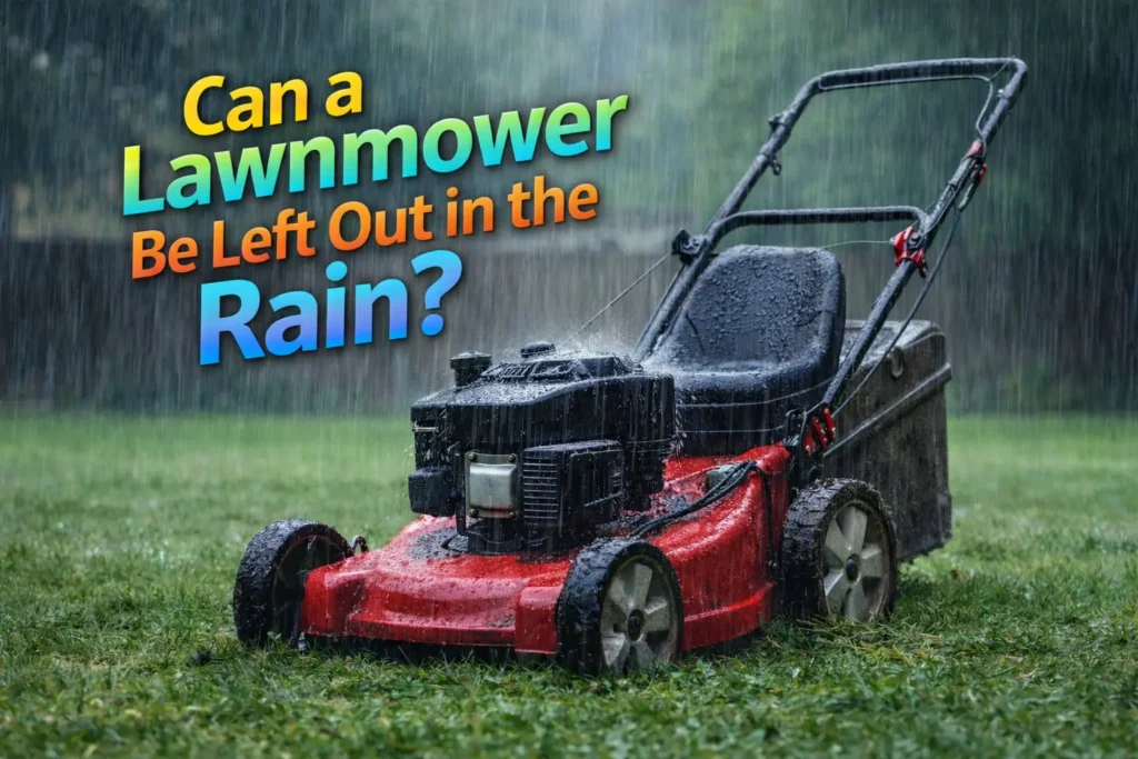 can a lawnmower be left out in the rain
