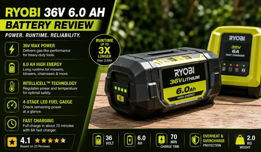 Ryobi 36v 6.0 ah battery Review 7 Smart Wins