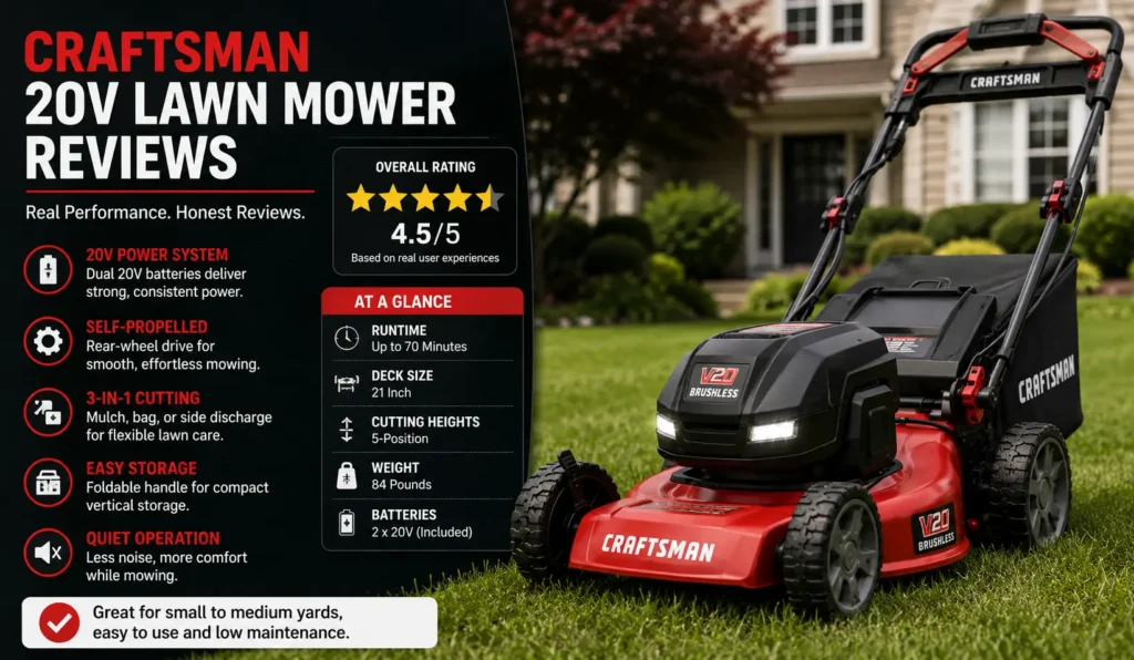 Craftsman 20V Lawn Mower Reviews Impressive Home Lawn Test