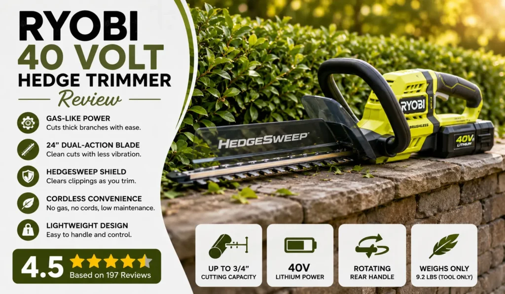 Ryobi 40 Volt Hedge Trimmer Review I Loved