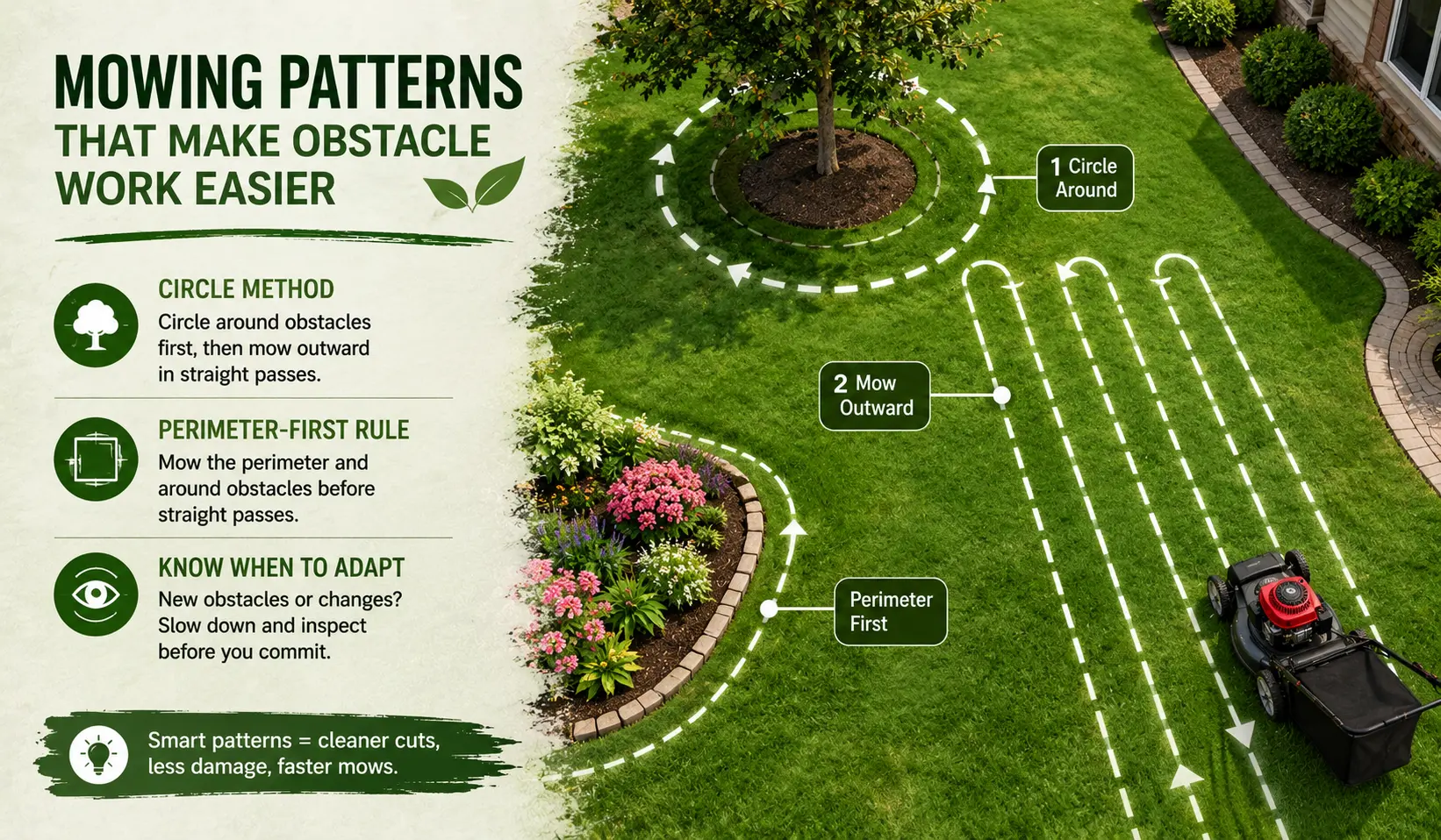 Mowing Patterns That Make Obstacle Work Easier