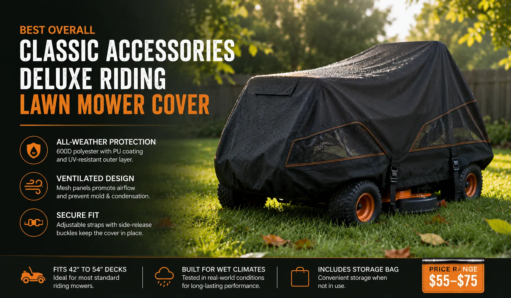 Classic Accessories Deluxe Riding Lawn Mower Cover