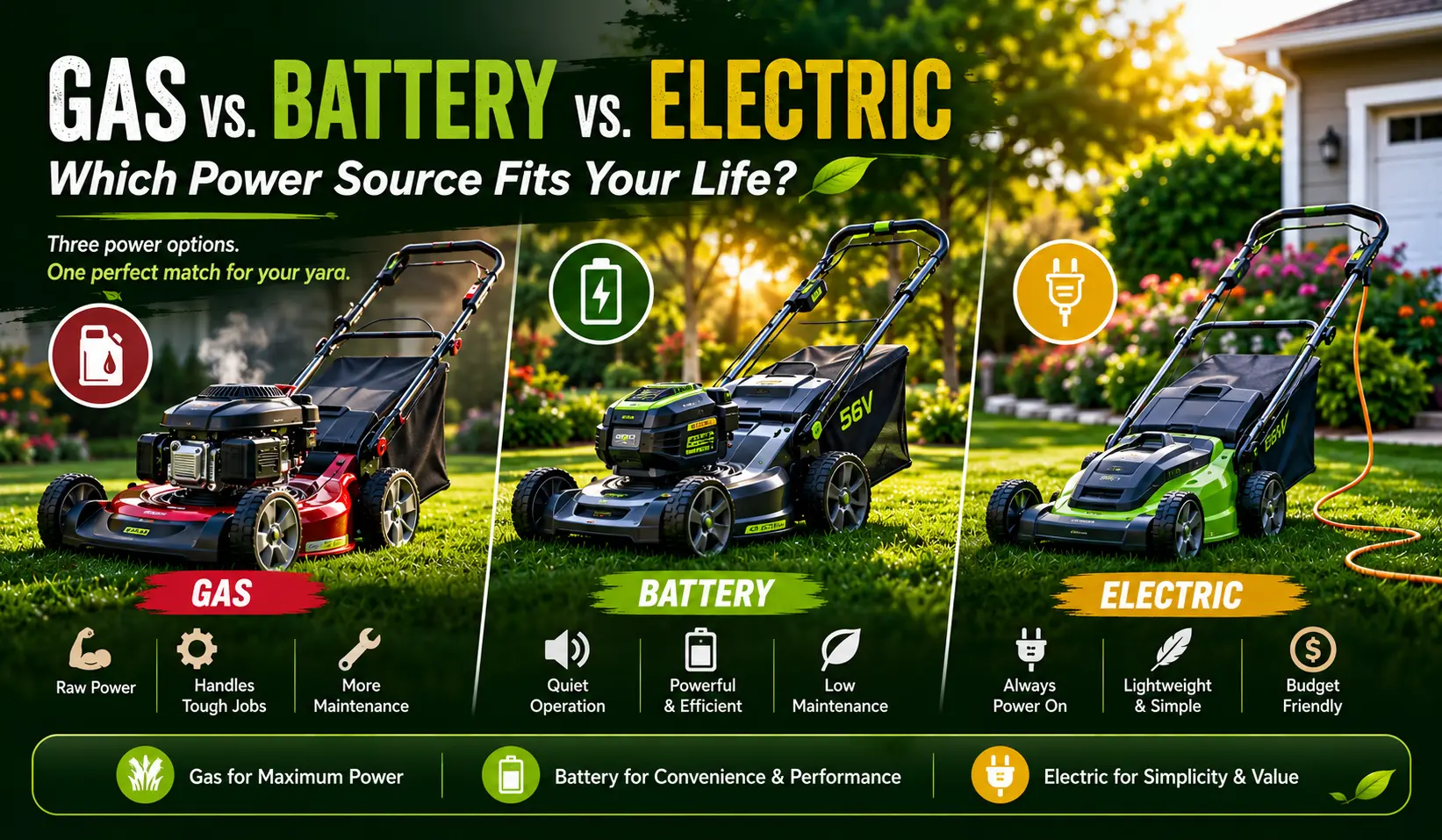 Gas vs. Battery vs. Electric - Which Power Source Fits Your Life