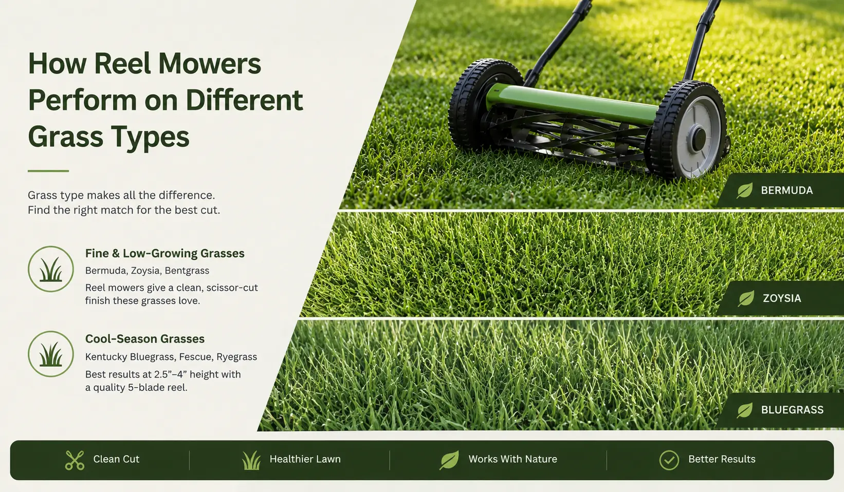 How Reel Mowers Perform on Different Grass Types
