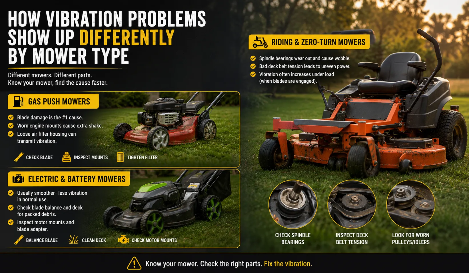 How Vibration Problems Show Up Differently by Mower Type