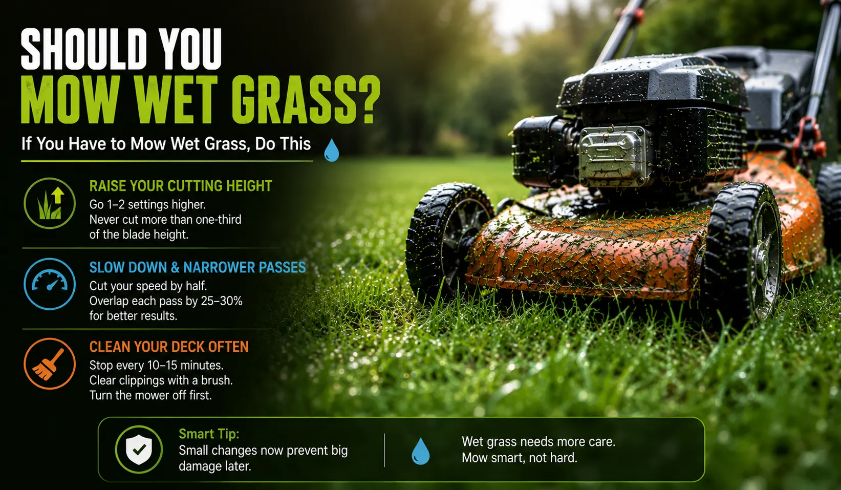 If You Have to Mow Wet Grass, Do This