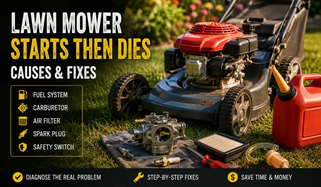 Lawn Mower Starts Then Dies
