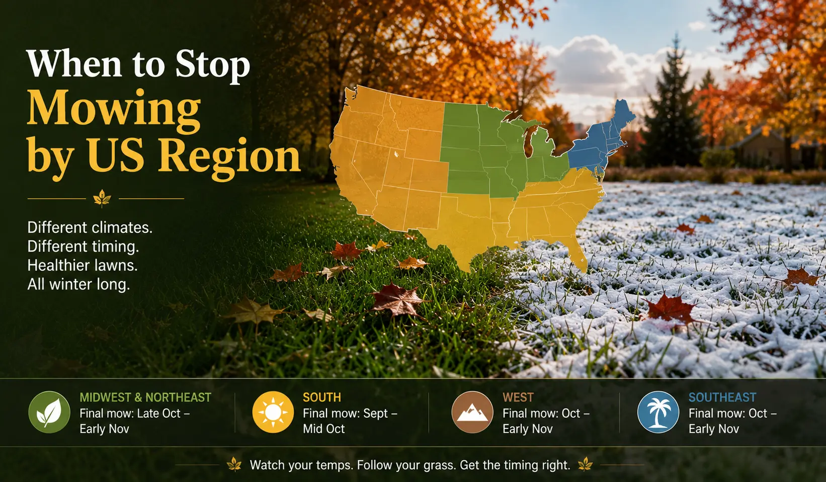 When to Stop Mowing by US Region