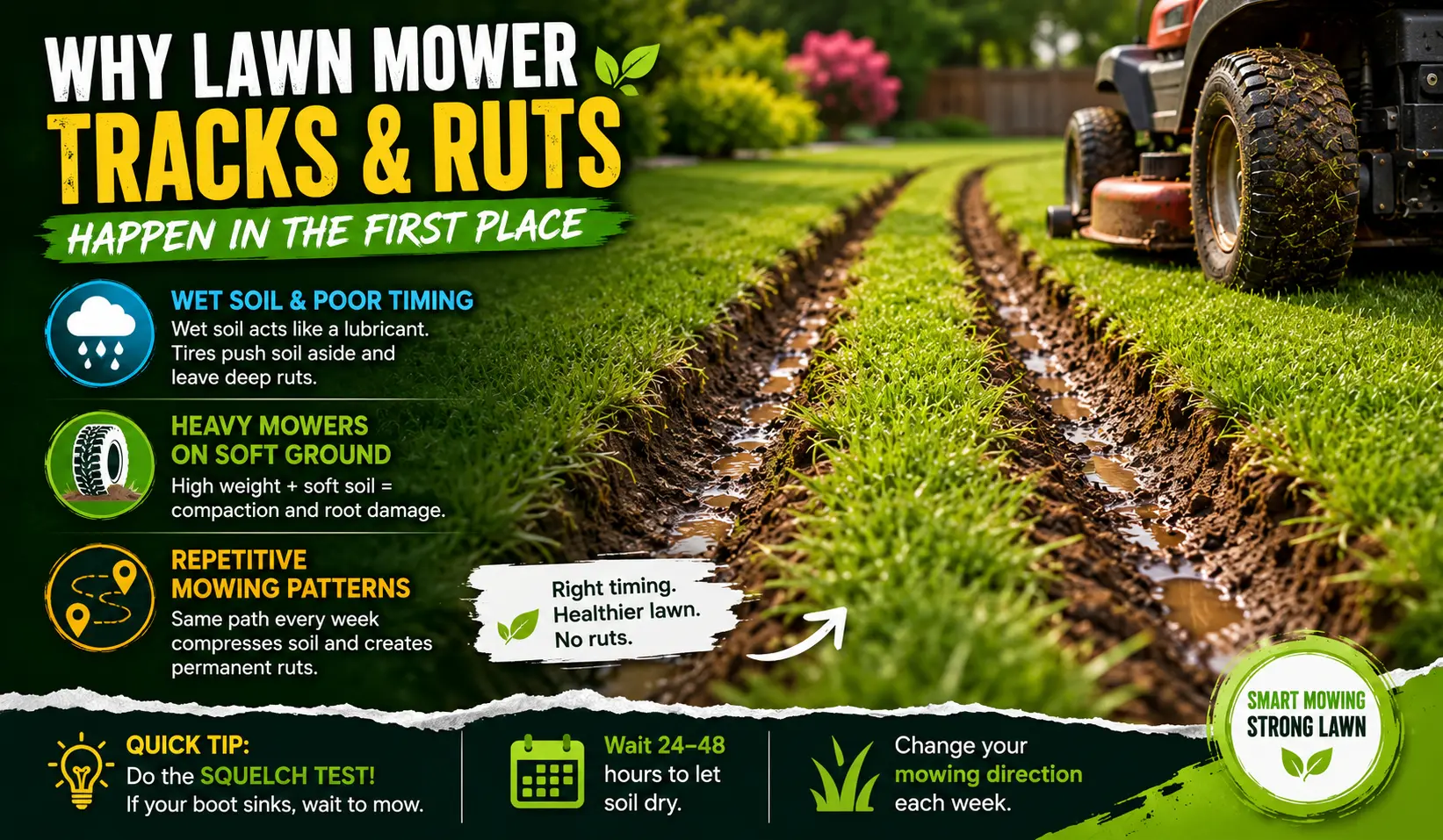 Why Lawn Mower Tracks and Ruts Happen in the First Place