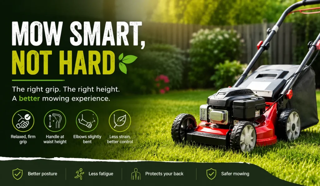 how to hold a lawn mower handle