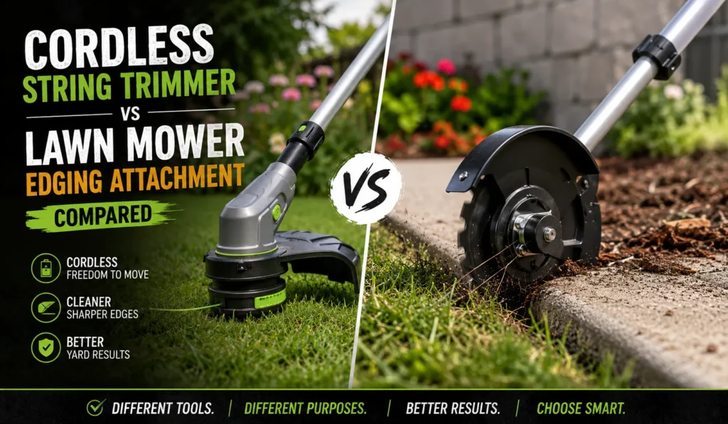 Cordless String Trimmer vs Lawn Mower Edging Attachment Compared